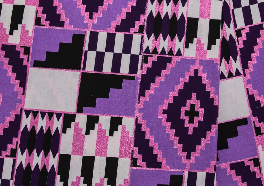 WP1791 - Quality African fabric Lilac/Purple/Pink metallic Glitter fabric - Tess World Designs