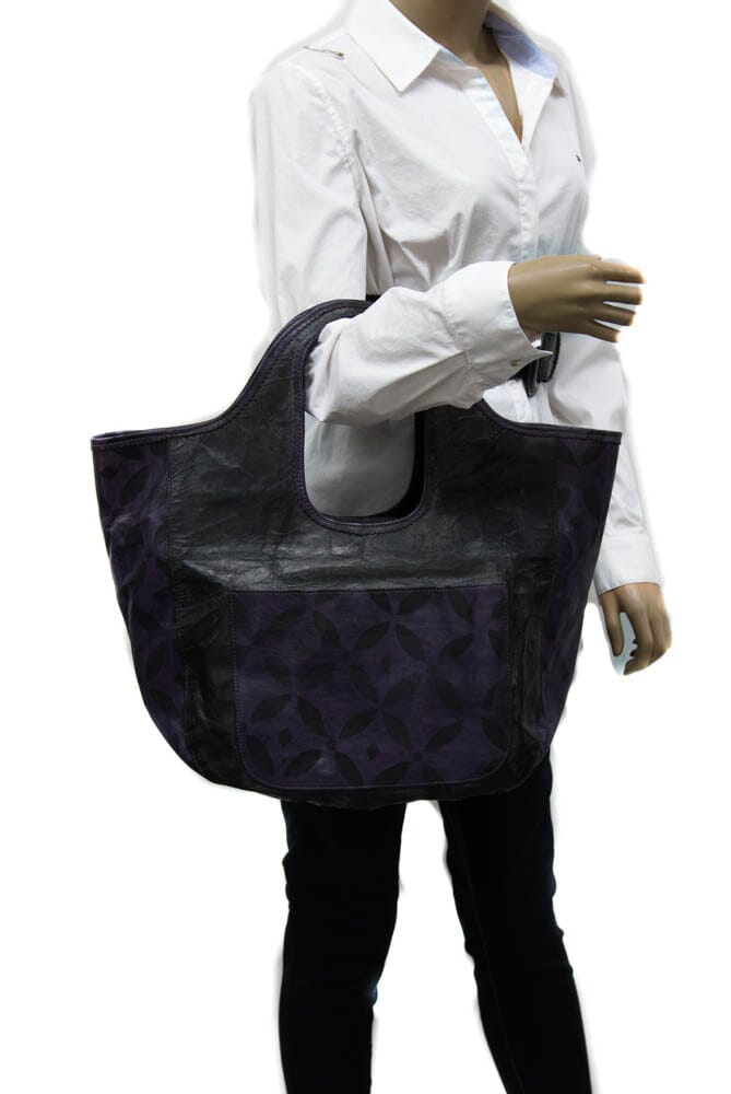 BG96 - Large Handmade African leather bag / Gift ideas/ Mariama Tote bag - Tess World Designs