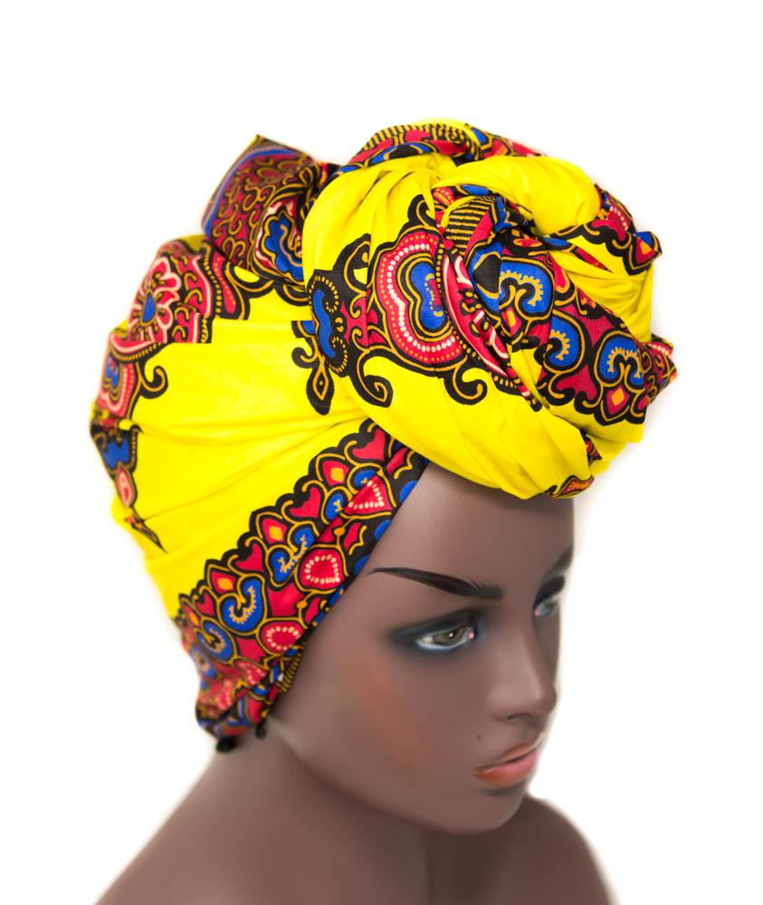 African Head Wraps, yellow star - HT213– Tess World Designs