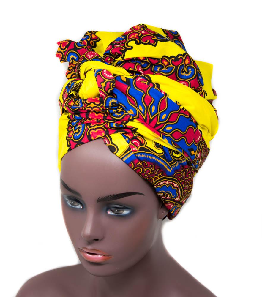 African Head Wraps, yellow star - HT213– Tess World Designs