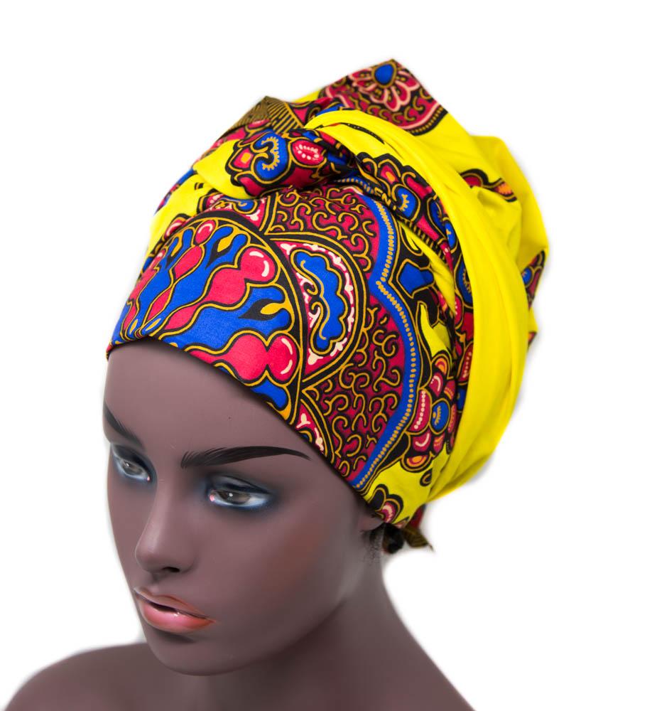 African Head Wraps, yellow star - HT213– Tess World Designs