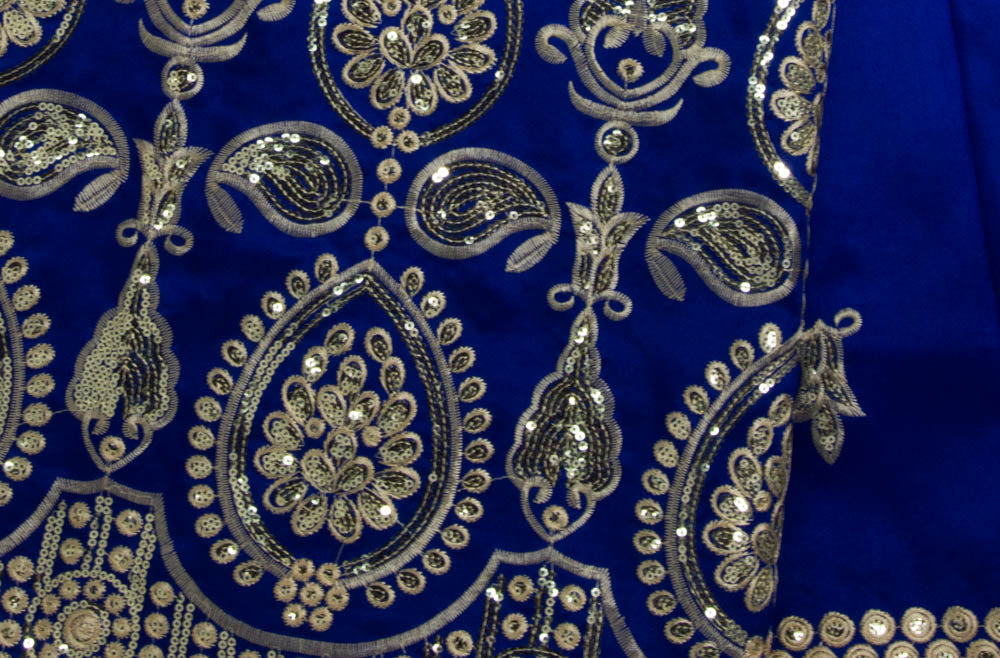 G21- George lace, African Lace Fabric, Royal blue, with sequins, 5 yards - Tess World Designs