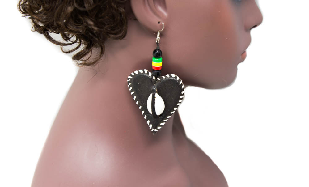 JW13, Assorted Cowrie African jewelry | Handcrafted Wooden African Earring, - Tess World Designs