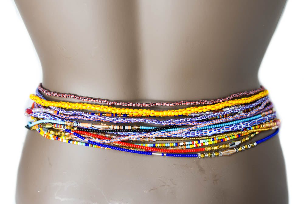 AB03-YELLOW - African Waist Beads from Akosombo, Ghana - Tess World Designs