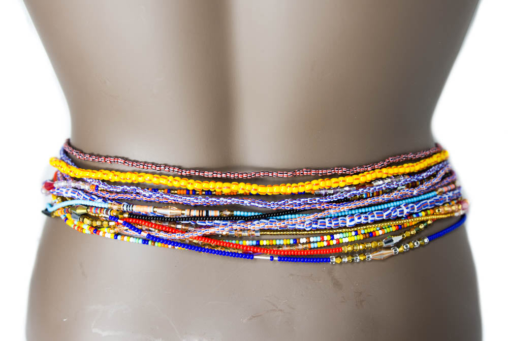 AB13-SRBW, African Waist Beads, Trade Ghana Seed Krobo Beads - Tess World Designs