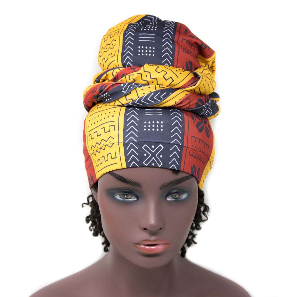 Tubular Stretch headwrap | African Head wraps | Mudcloth Stretch  SHT06 - Tess World Designs