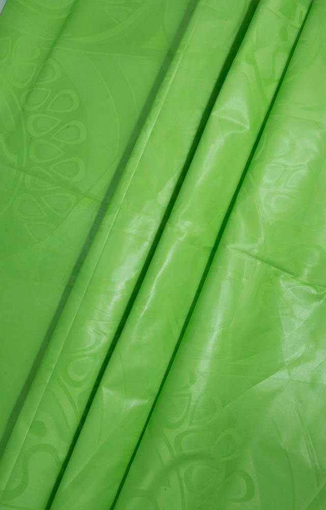 B43LG - Lime Green Guinea brocade, Soft, Bazin riche fabric by the yard - Tess World Designs