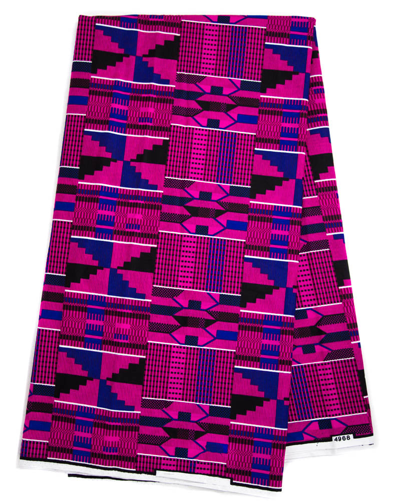  African Fabrics by The Yard - Modern Mudcloth, Ankara, Kitenge  and Kente Print Patterns - Pink Varieties (Kente - Pink & Electric Blue) :  Arts, Crafts & Sewing