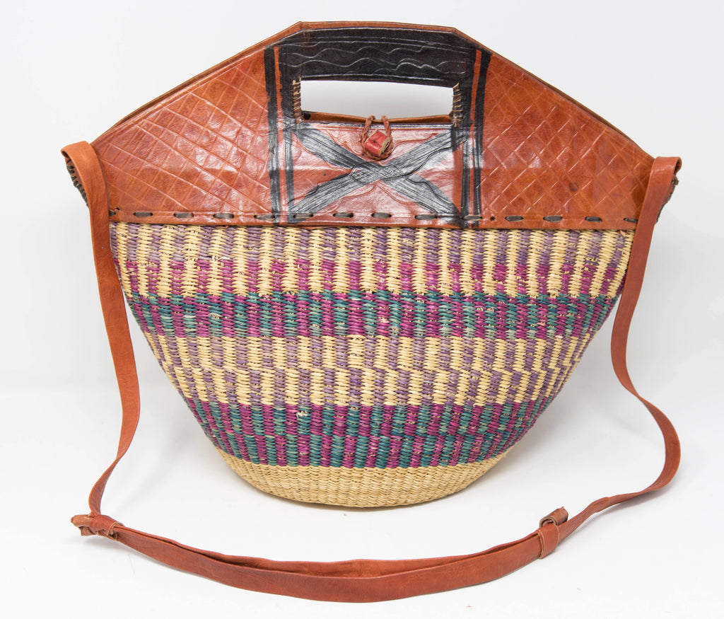 Ghana Woven Bag/ Handmade ladies bag/ Leather bag/ BG68 - Tess World Designs