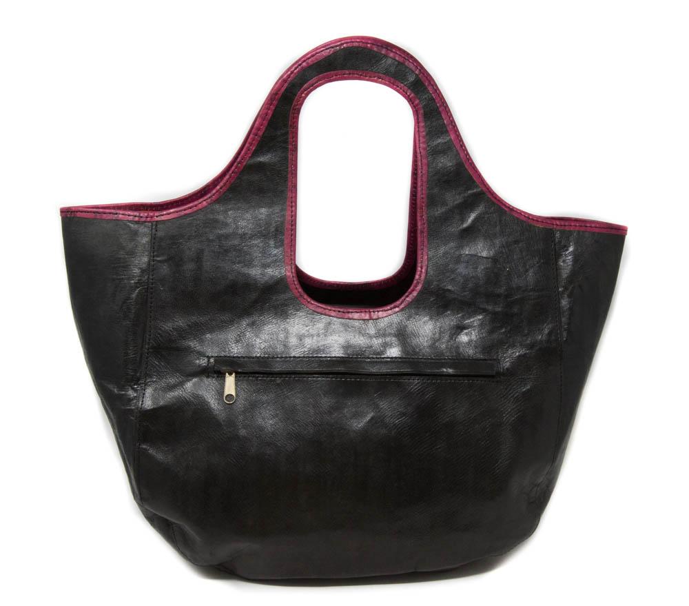 Handmade African leather bag / Gift ideas/ Black, Pink Mariama Tote bag BG96 - Tess World Designs