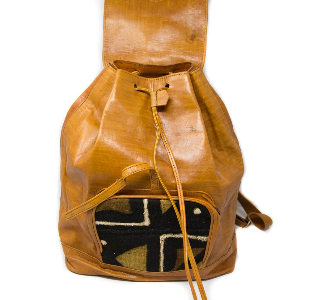 Handmade leather Back Pack/ Exclusive bag / Gift Ideas/ Mud Cloth bag/ BG97 - Tess World Designs