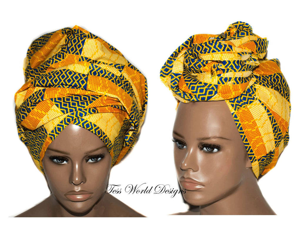 Golden Head wrap Scarf/ Turban head wrap/ Men Head tie/ Head Wrap for Women/ tessworlddesigns/ HT258 - Tess World Designs