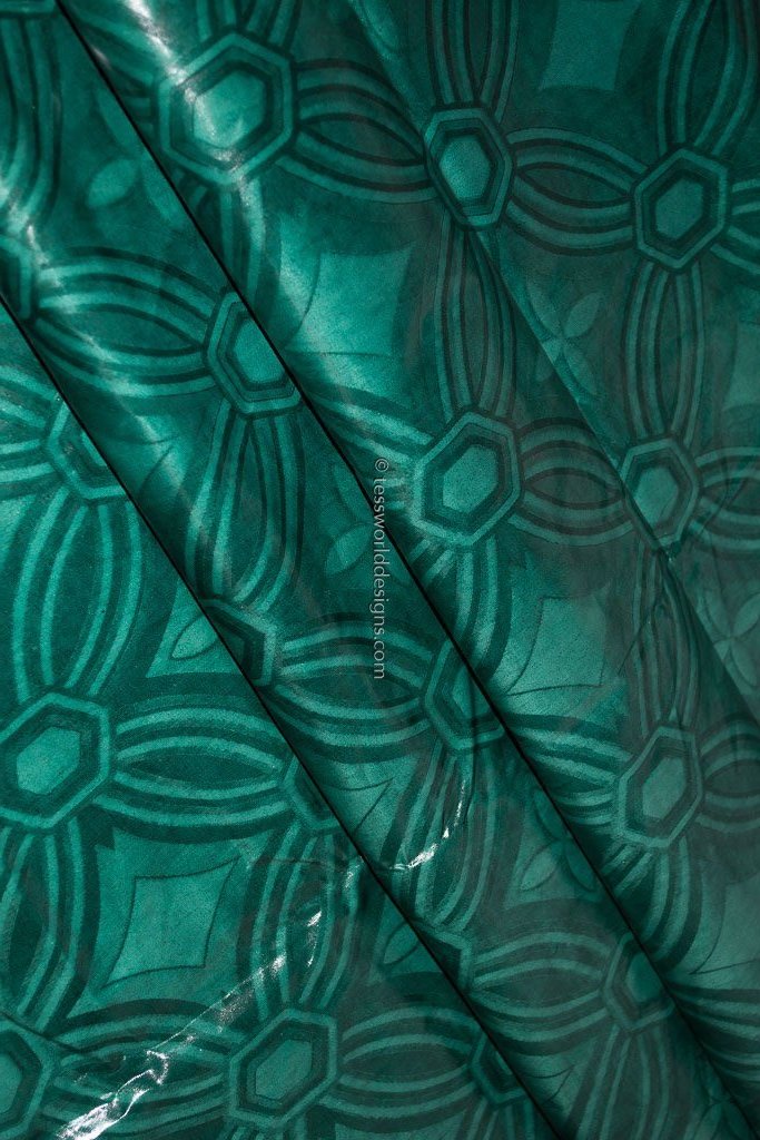 B109 -Green quality African Cotton Brocade Bazin 5 yards - Tess World Designs